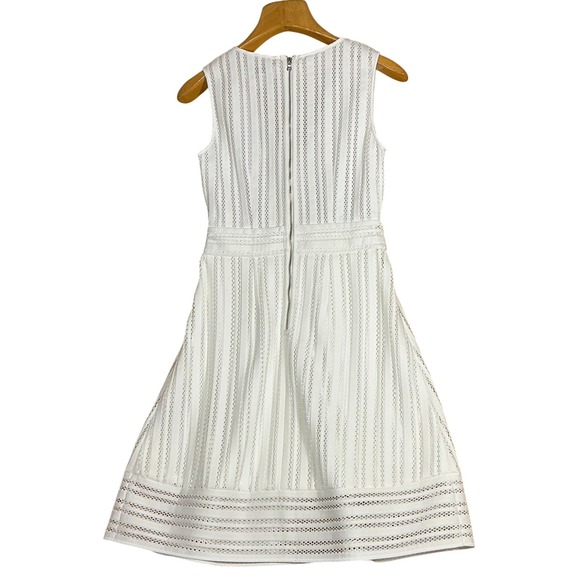 NWT J Crew White Eyelet Lace V Neck Sleeveless Fit Flare Midi Dress Coastal 0 0 - Picture 2 of 14